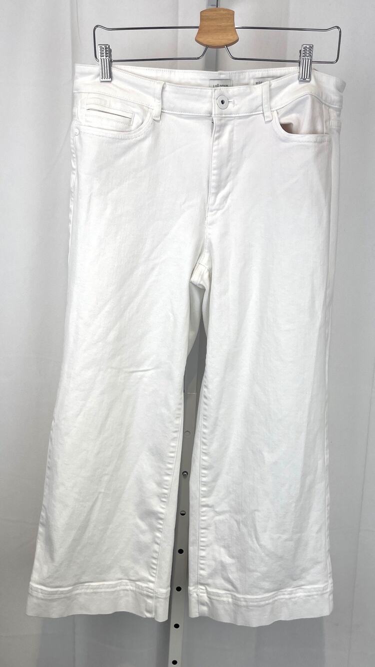 J. JILL Denim Wide Leg Crop Jeans Zip Fly Five Pocket Mid Rise White Size 12